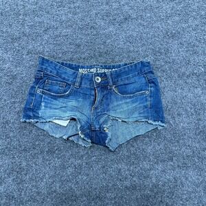 Mossimo Shorts Womens Size 1 Blue Denim Cut Off Low Rise Frayed Hem Casual Fit 6